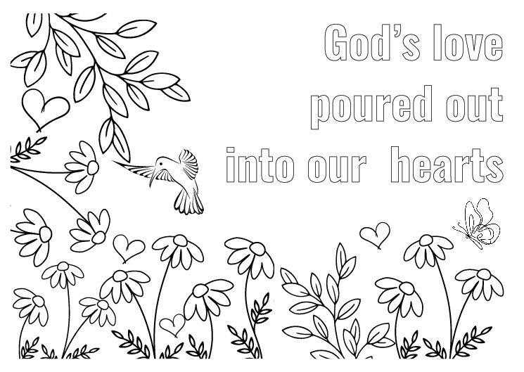 God’s Love Poured Out Free Colouring Card